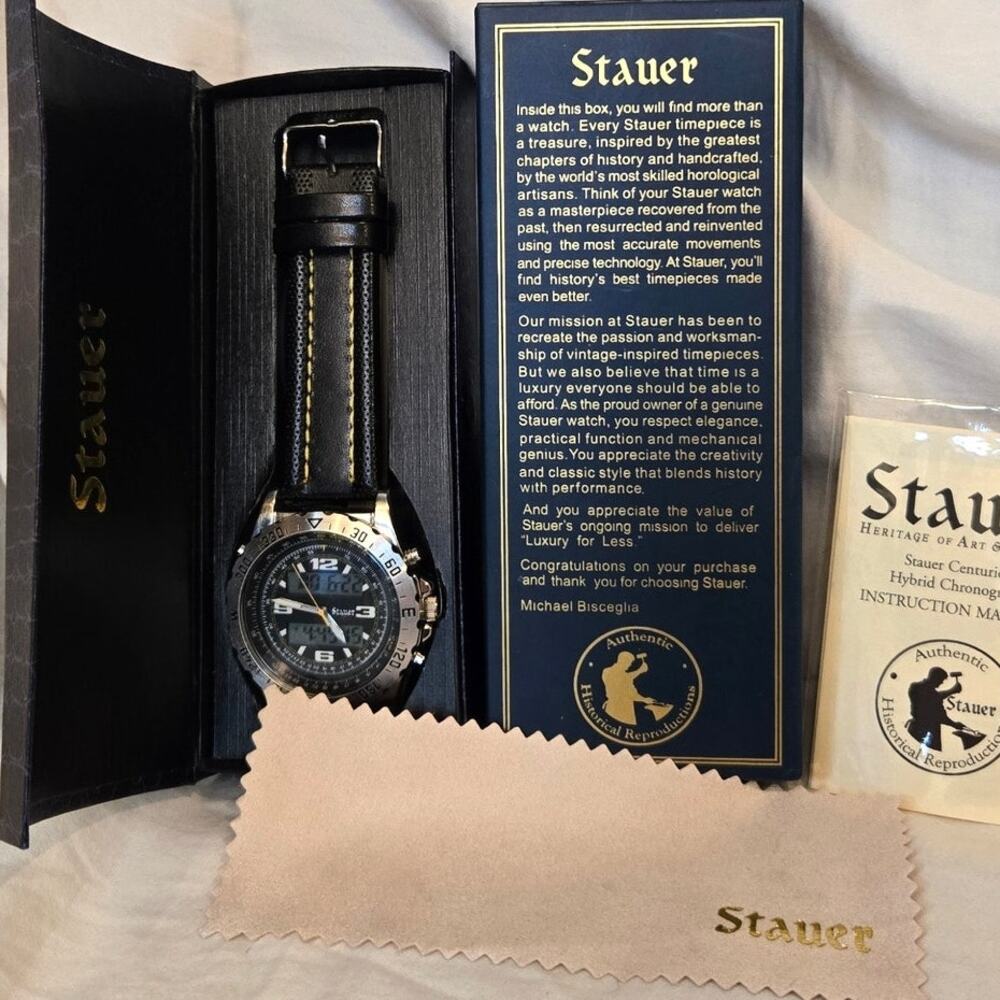 Stauer Centurion Hybrid Chronograph Watch 3ATM 20409 New Battery *read*